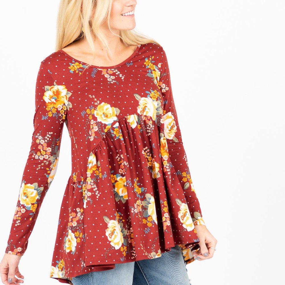 New with Tag Agnes & Dora Muse Top Rust Floral Size Small